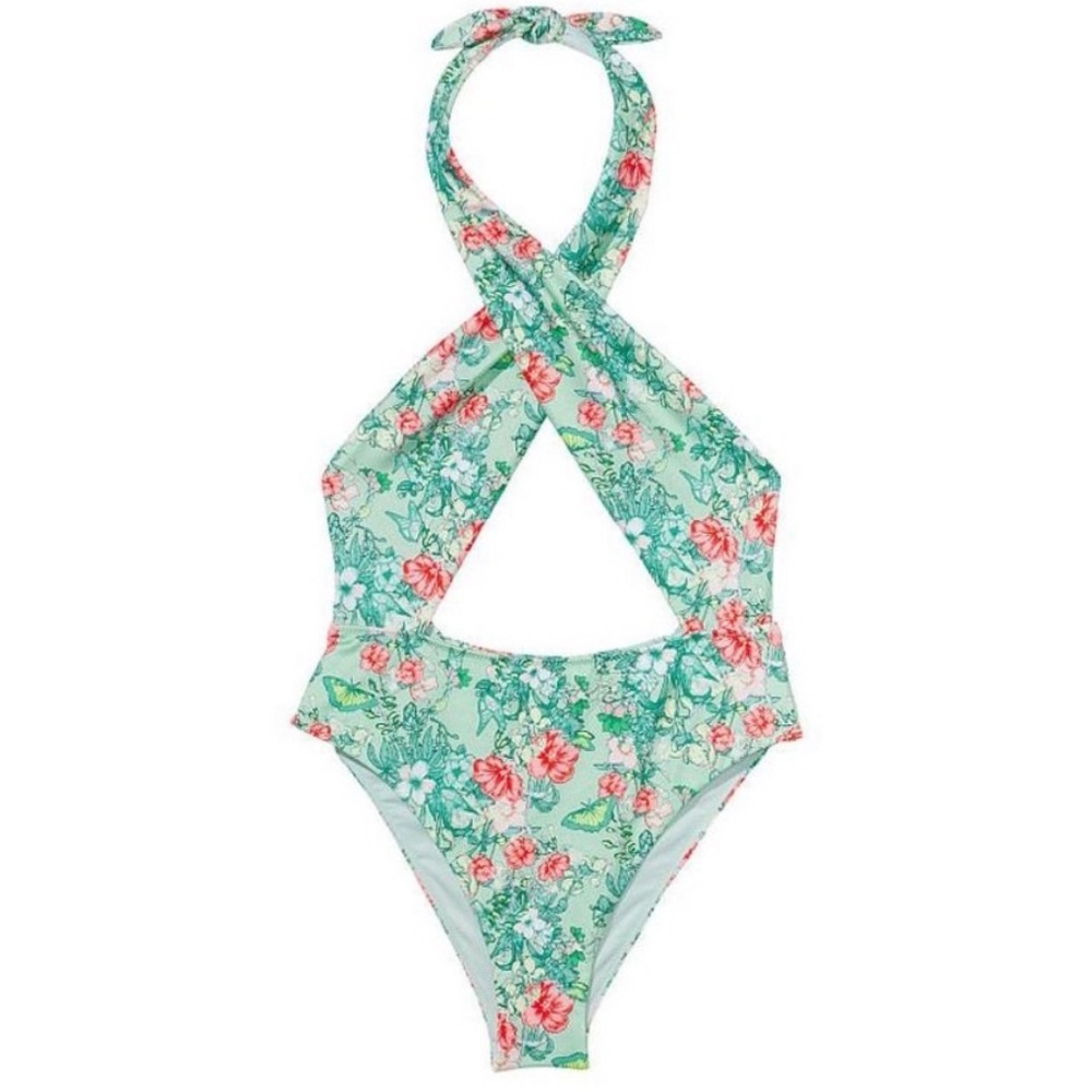 Victoria’s Secret Butterfly Floral High Wrap High Neck Halter Bikini size M NWT - Picture 3 of 11